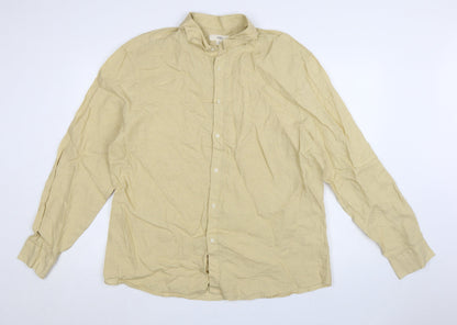 Marks and Spencer Men's Beige Pure Linen XL Long Sleeve Casual Shirt