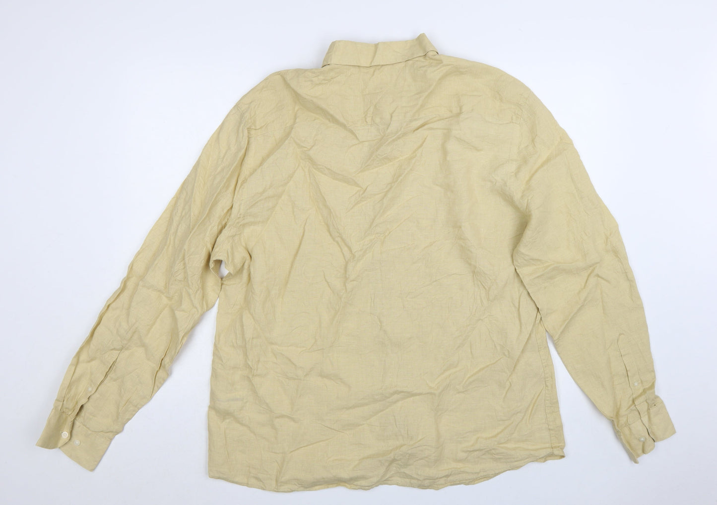 Marks and Spencer Men's Beige Pure Linen XL Long Sleeve Casual Shirt