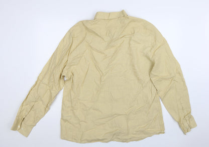 Marks and Spencer Men's Beige Pure Linen XL Long Sleeve Casual Shirt
