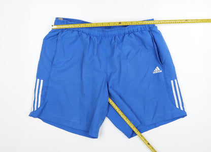 Adidas Mens Blue 2XL Athletic Climalite Sport Essentials Shorts
