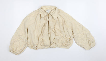 Marks and Spencer Women Beige Cropped Bomber Jacket S