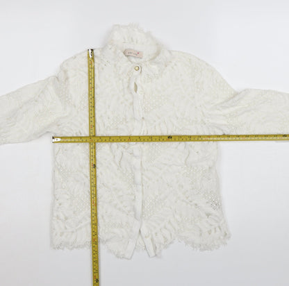 Marks and Spencer Women’s Ivory Lace Long Sleeve Blouse UK 12