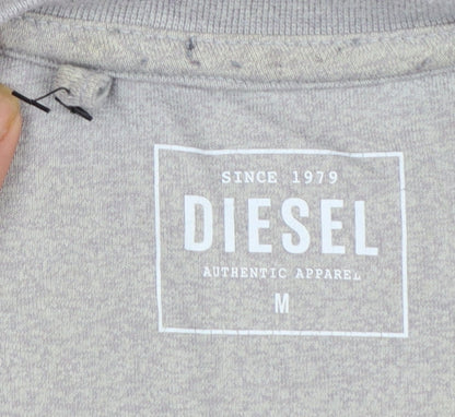 Diesel Men's Grey Crew Neck Short Sleeve Cotton T-Shirt M