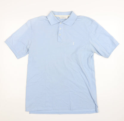 Yves Saint Laurent Men Blue Polo Shirt Cotton Blend M Classic Fit
