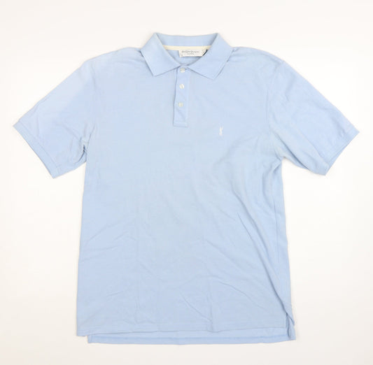 Yves Saint Laurent Men Blue Polo Shirt Cotton Blend M Classic Fit