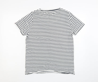 Quba & Co. Womens White Striped Nautical Cotton T-Shirt Size 16