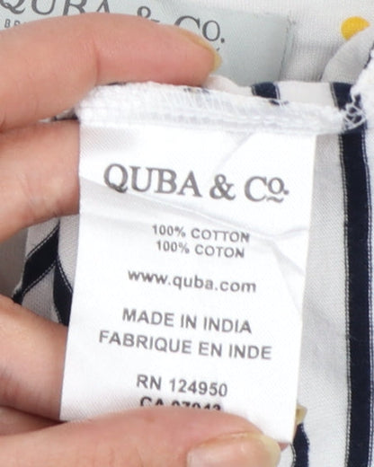 Quba & Co. Womens White Striped Nautical Cotton T-Shirt Size 16