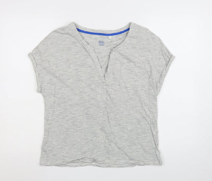 Boden Women's Grey Striped Short Sleeve Cotton T-Shirt Medium