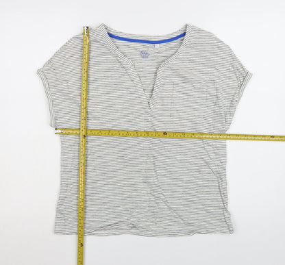 Boden Women's Grey Striped Short Sleeve Cotton T-Shirt Medium