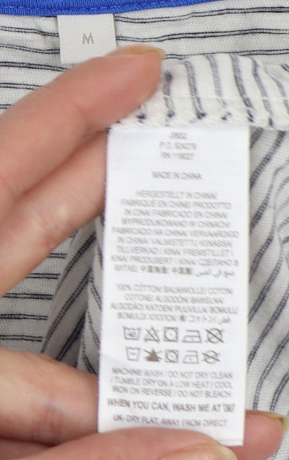 Boden Women's Grey Striped Short Sleeve Cotton T-Shirt Medium