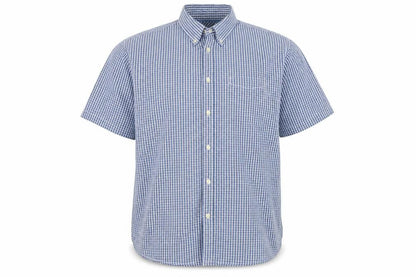 Maine New England Men’s Blue Check Short Sleeve Button-Down Shirt XL