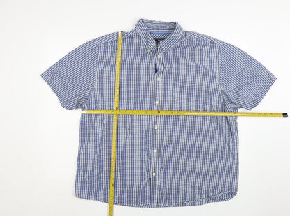 Maine New England Men’s Blue Check Short Sleeve Button-Down Shirt XL