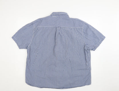 Maine New England Men’s Blue Check Short Sleeve Button-Down Shirt XL