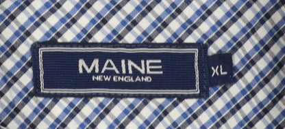 Maine New England Men’s Blue Check Short Sleeve Button-Down Shirt XL