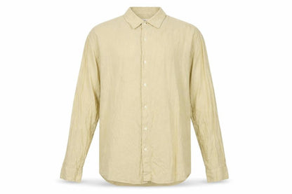 Marks and Spencer Men's Beige Linen Long Sleeve Button-Up Shirt Small