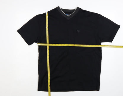 Civvy Men's Black V-Neck Short Sleeve Cotton Blend T-Shirt Size M