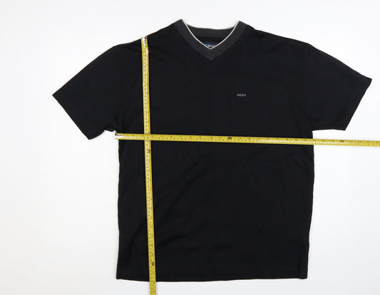 Civvy Men's Black V-Neck Short Sleeve Cotton Blend T-Shirt Size M
