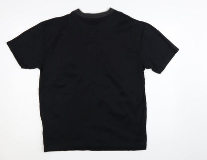 Civvy Men's Black V-Neck Short Sleeve Cotton Blend T-Shirt Size M