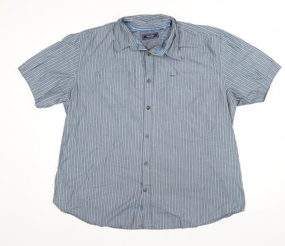 Maine New England Men's Blue Striped Cotton Short Sleeve Shirt XL