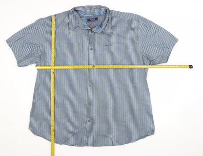 Maine New England Men's Blue Striped Cotton Short Sleeve Shirt XL