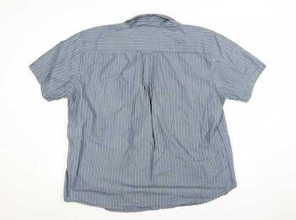 Maine New England Men's Blue Striped Cotton Short Sleeve Shirt XL