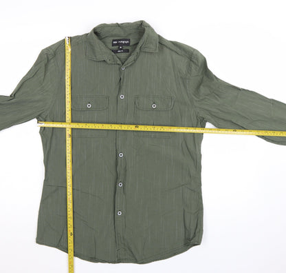 Marks and Spencer Autograph Men's Green Slim Fit Cotton Button-Up Shirt M