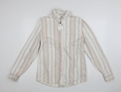 Zara Men's Multicoloured Striped Relaxed Fit Cotton Long Sleeve Shirt Size S