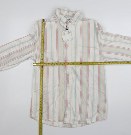 Zara Men's Multicoloured Striped Relaxed Fit Cotton Long Sleeve Shirt Size S