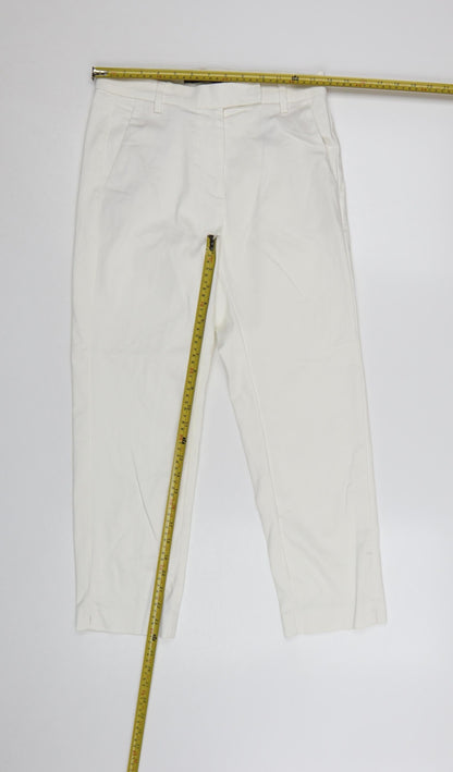 Marks and Spencer The Mia Slim White Cotton Blend Women's Trousers Size 8 Short