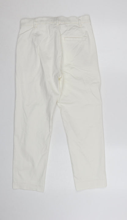 Marks and Spencer The Mia Slim White Cotton Blend Women's Trousers Size 8 Short