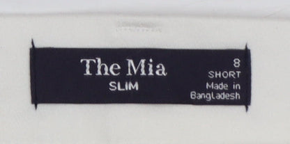 Marks and Spencer The Mia Slim White Cotton Blend Women's Trousers Size 8 Short