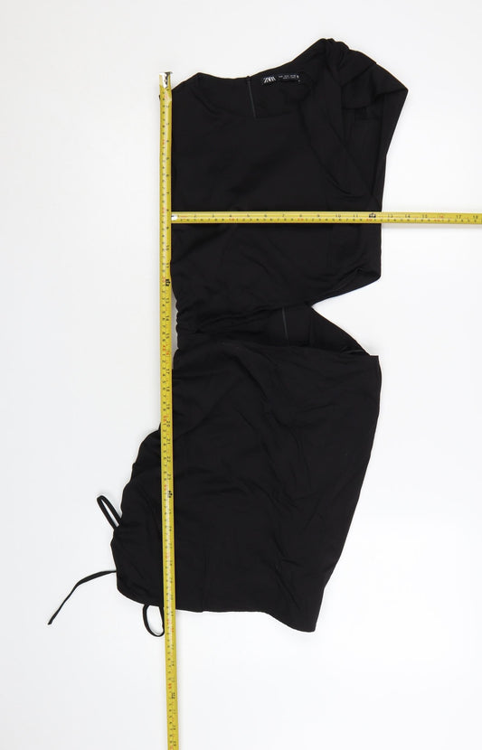 Zara Women Black Sleeveless Cut Out Bodycon Mini Dress S