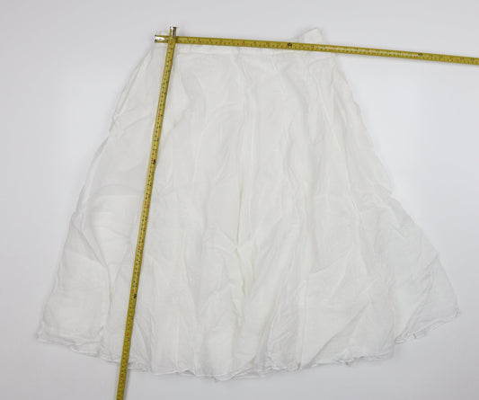 Marks and Spencer Autograph Women's White Cotton A-Line Midi Skirt Size 14