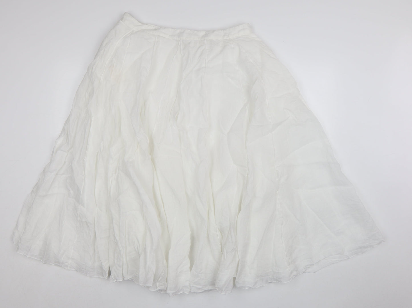 Marks and Spencer Autograph Women's White Cotton A-Line Midi Skirt Size 14