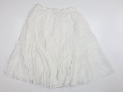 Marks and Spencer Autograph Women's White Cotton A-Line Midi Skirt Size 14