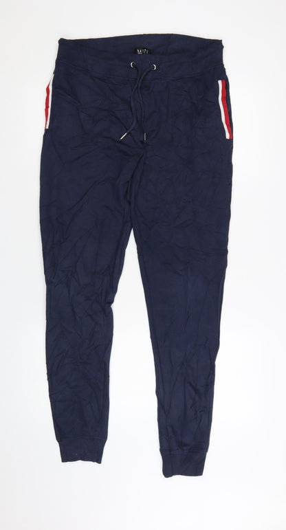 boohooMAN Men's Blue Jogger Trousers L Regular Fit Elastic Waist