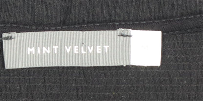 Mint Velvet Womens Black Long Sleeve Tie Hem Blouse Size M
