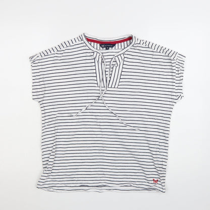 Crew Clothing Women's White Striped Jersey T-Shirt Size 12