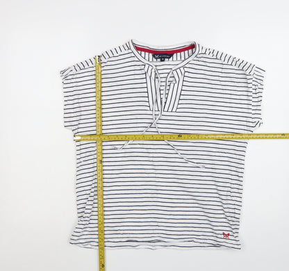Crew Clothing Women's White Striped Jersey T-Shirt Size 12