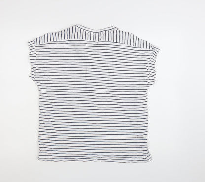 Crew Clothing Women's White Striped Jersey T-Shirt Size 12