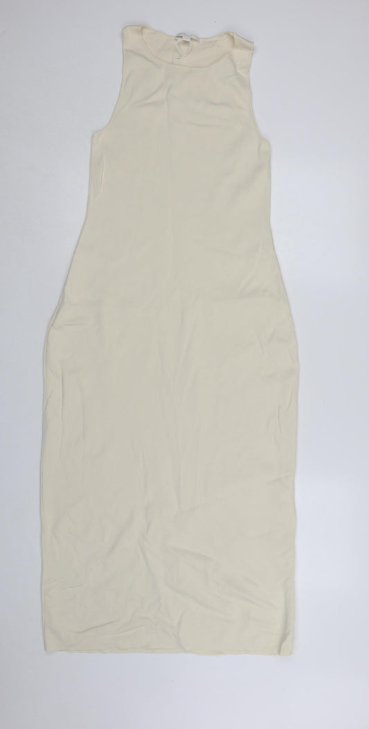 COS Women Ivory Sleeveless Bodycon Midi Dress Size M