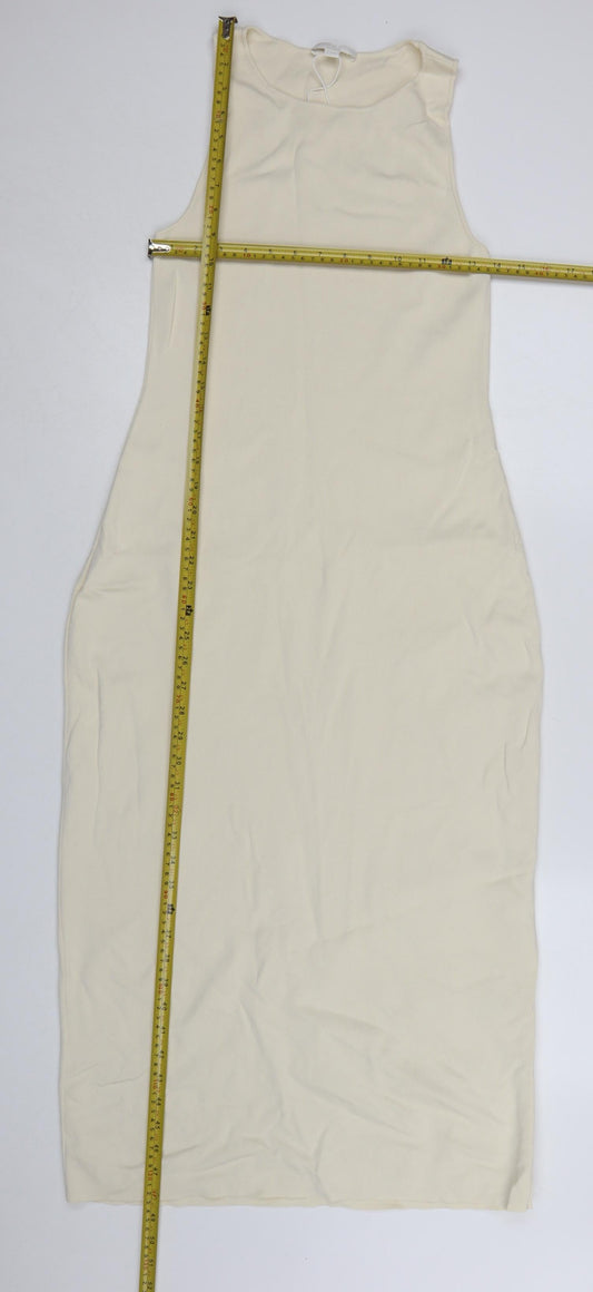 COS Women Ivory Sleeveless Bodycon Midi Dress Size M