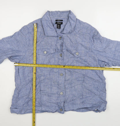 Jones & Co Women Blue Linen Basic Jacket Size 20 Lightweight