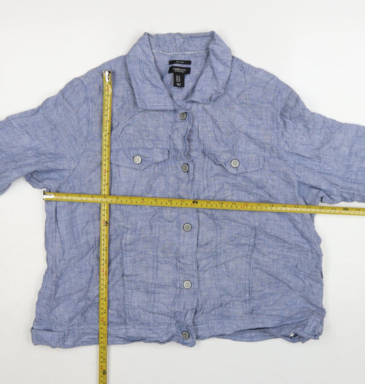Jones & Co Women Blue Linen Basic Jacket Size 20 Lightweight