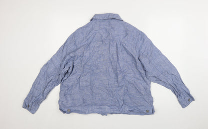 Jones & Co Women Blue Linen Basic Jacket Size 20 Lightweight