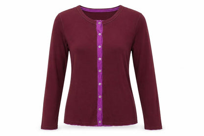 Boden Women’s Burgundy Button-Up Long Sleeve Cotton Top Size S