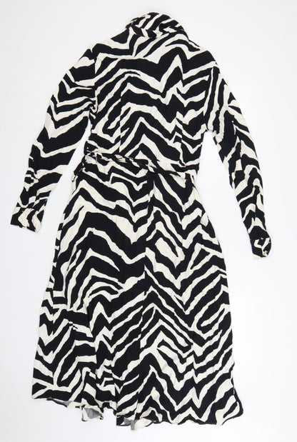 Marks and Spencer Women’s Black Zebra Print Viscose Shirt Dress Size 12