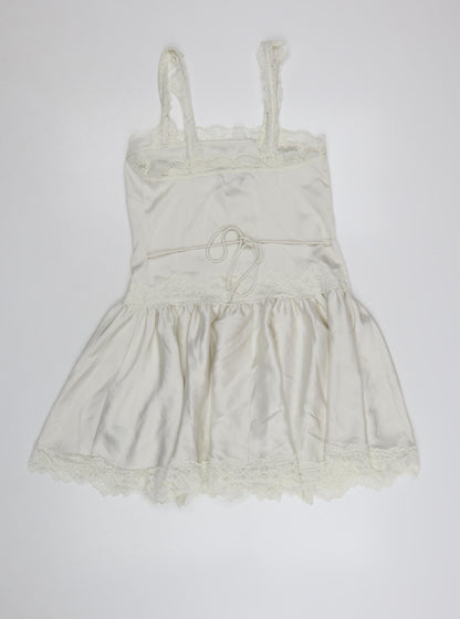 Marks and Spencer Women Ivory Size 6 Lace Trim Satin Slip Dress