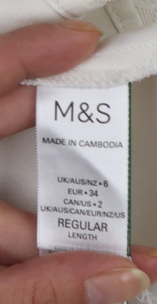 Marks and Spencer Women Ivory Size 6 Lace Trim Satin Slip Dress