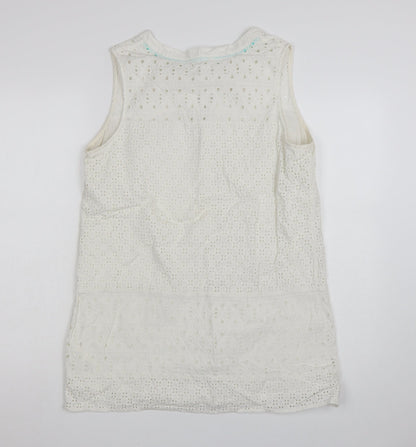 White Stuff Women's White Cotton Sleeveless Shift Dress UK 14